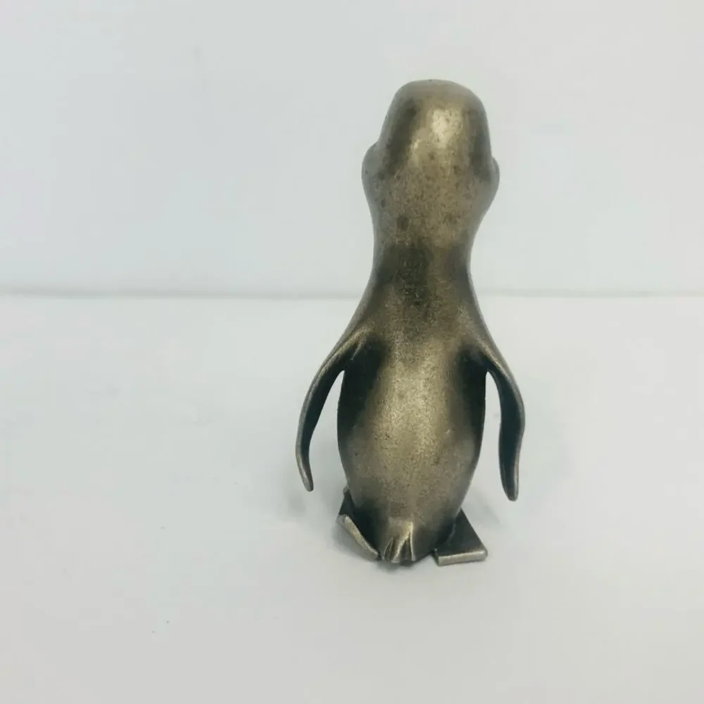 hudson‎ pewter clumsy penguin on skis 2 1/4 inch bent skis silver tone